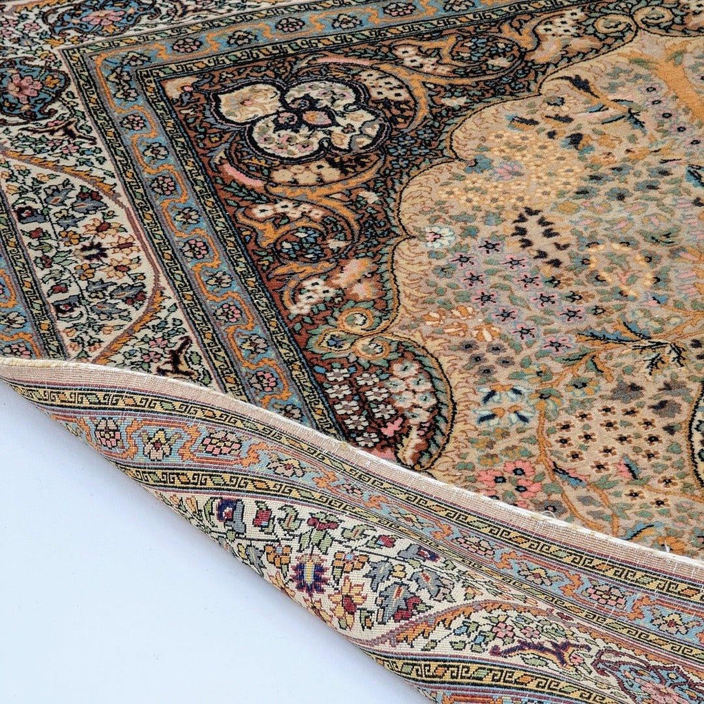 Vintage Persian Kashan 'Tree of Life' Rug in Fine Kork Wool with Silk Highlights, C.1950 - Fox & Wedge