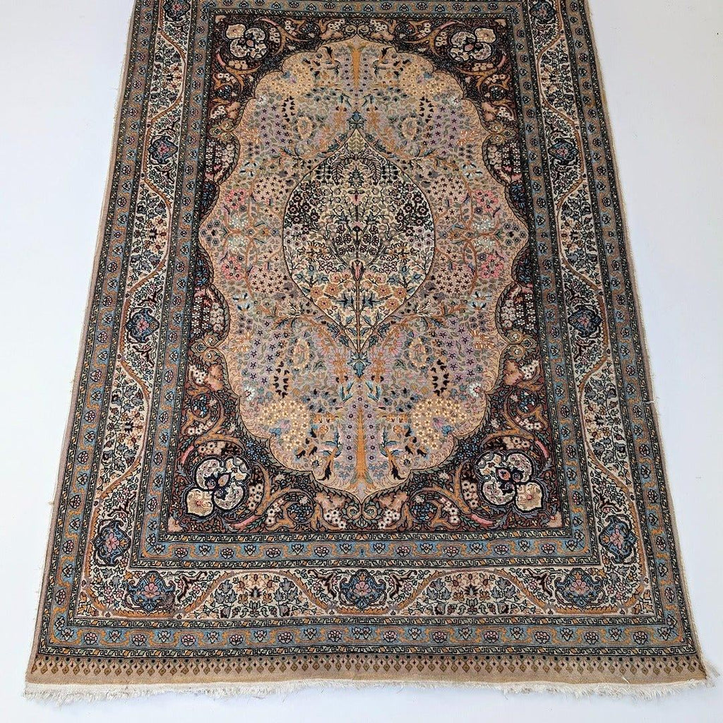 Vintage Persian Kashan 'Tree of Life' Rug in Fine Kork Wool with Silk Highlights, C.1950 - Fox & Wedge