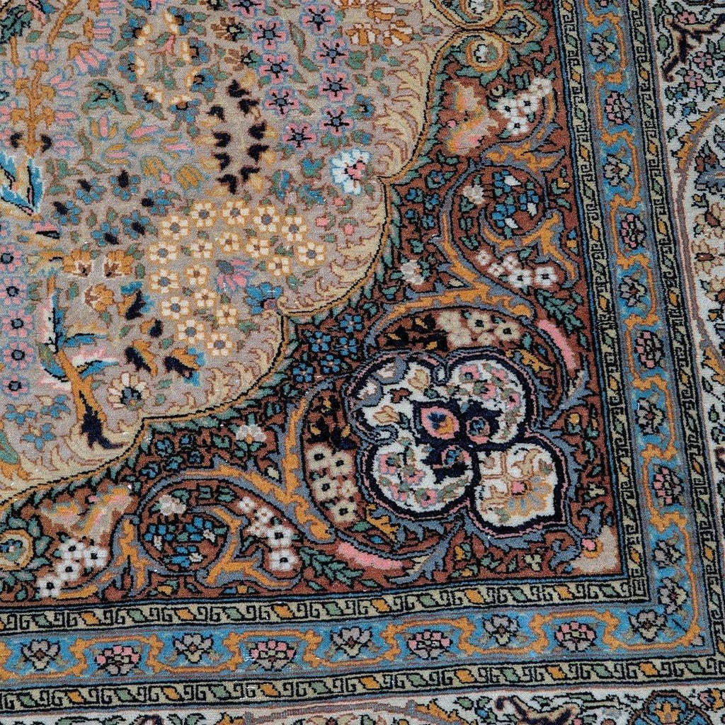 Vintage Persian Kashan 'Tree of Life' Rug in Fine Kork Wool with Silk Highlights, C.1950 - Fox & Wedge