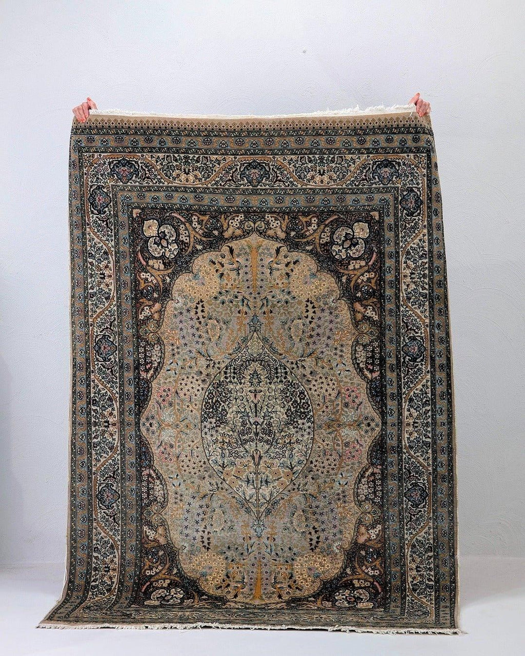 Vintage Persian Kashan 'Tree of Life' Rug in Fine Kork Wool with Silk Highlights, C.1950 - Fox & Wedge