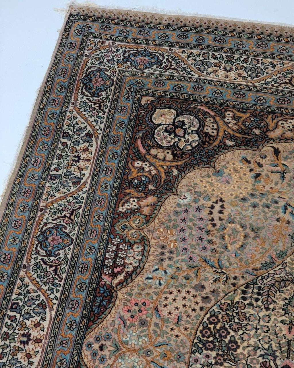 Vintage Persian Kashan 'Tree of Life' Rug in Fine Kork Wool with Silk Highlights, C.1950 - Fox & Wedge