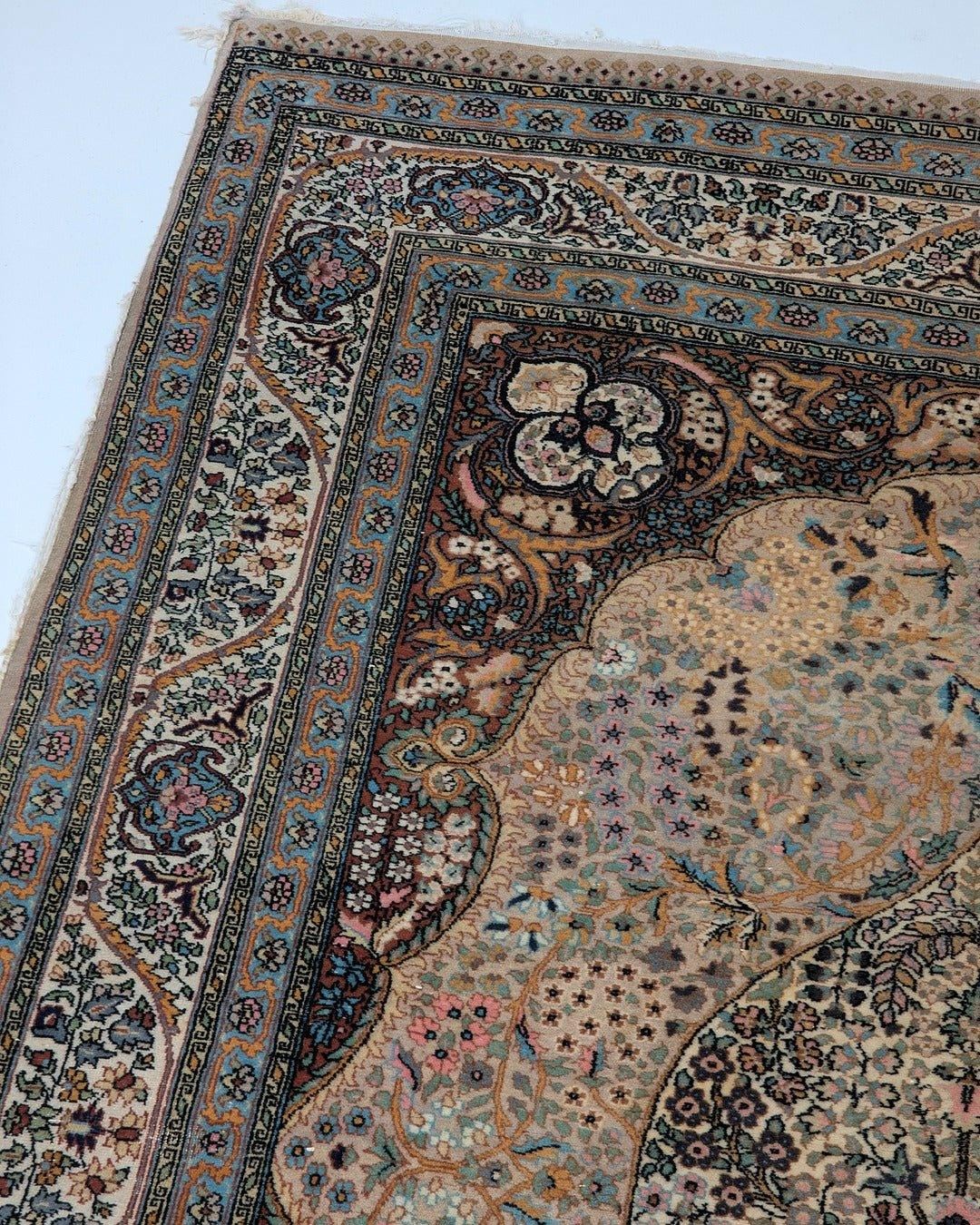 Vintage Persian Kashan 'Tree of Life' Rug in Fine Kork Wool with Silk Highlights, C.1950 - Fox & Wedge