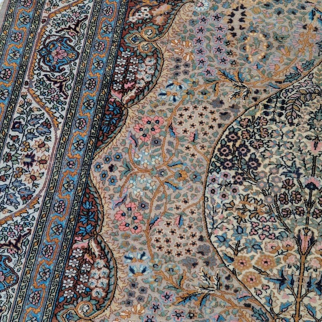 Vintage Persian Kashan 'Tree of Life' Rug in Fine Kork Wool with Silk Highlights, C.1950 - Fox & Wedge